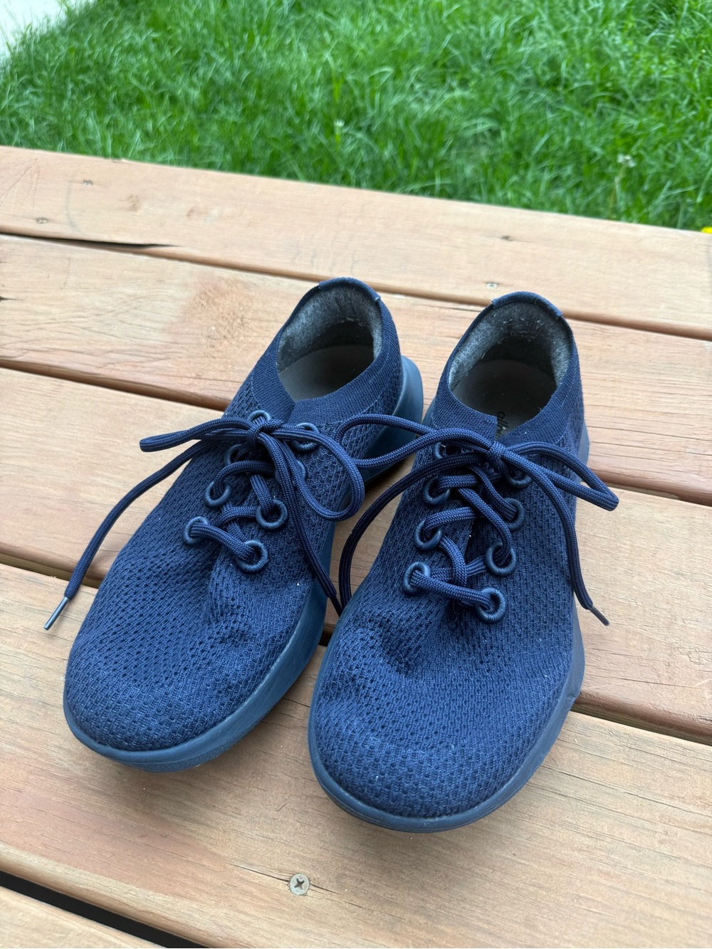 allbirds Navy Knit Lace-Up Sneakers with Grey Insole